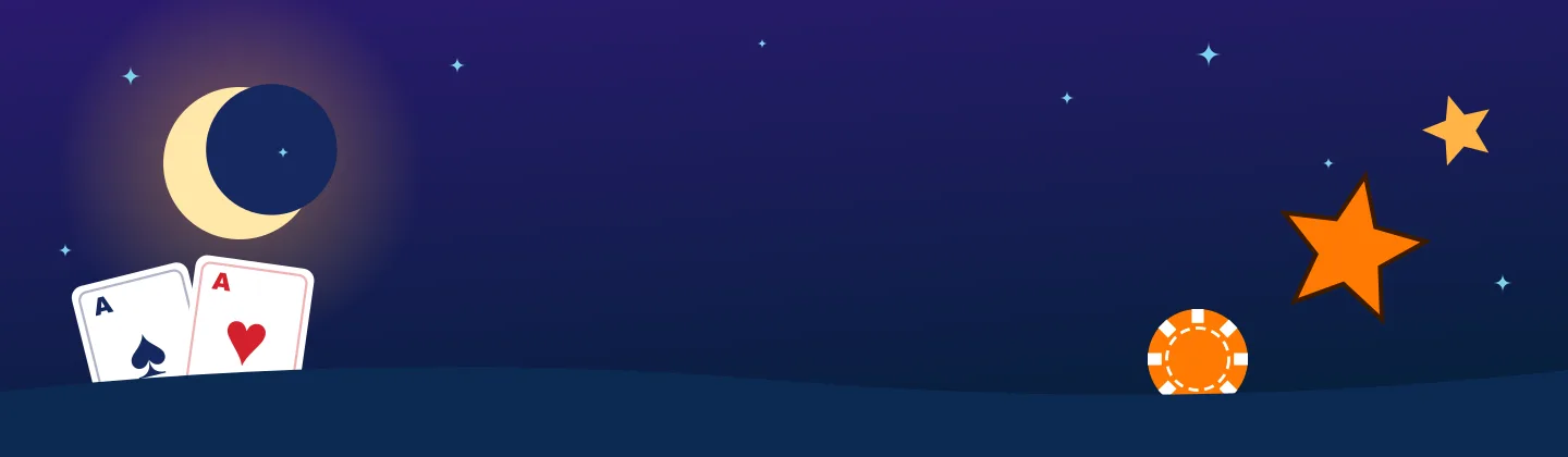 Magic Casino – cazinou online în RON Magic Casino – banner cu cer de noapte, cărți de joc și jeton de cazino